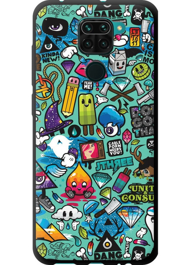 TPU чохол 'Стікер бомбінг 1' для Endorphone Xiaomi Redmi Note 9 (258085573)