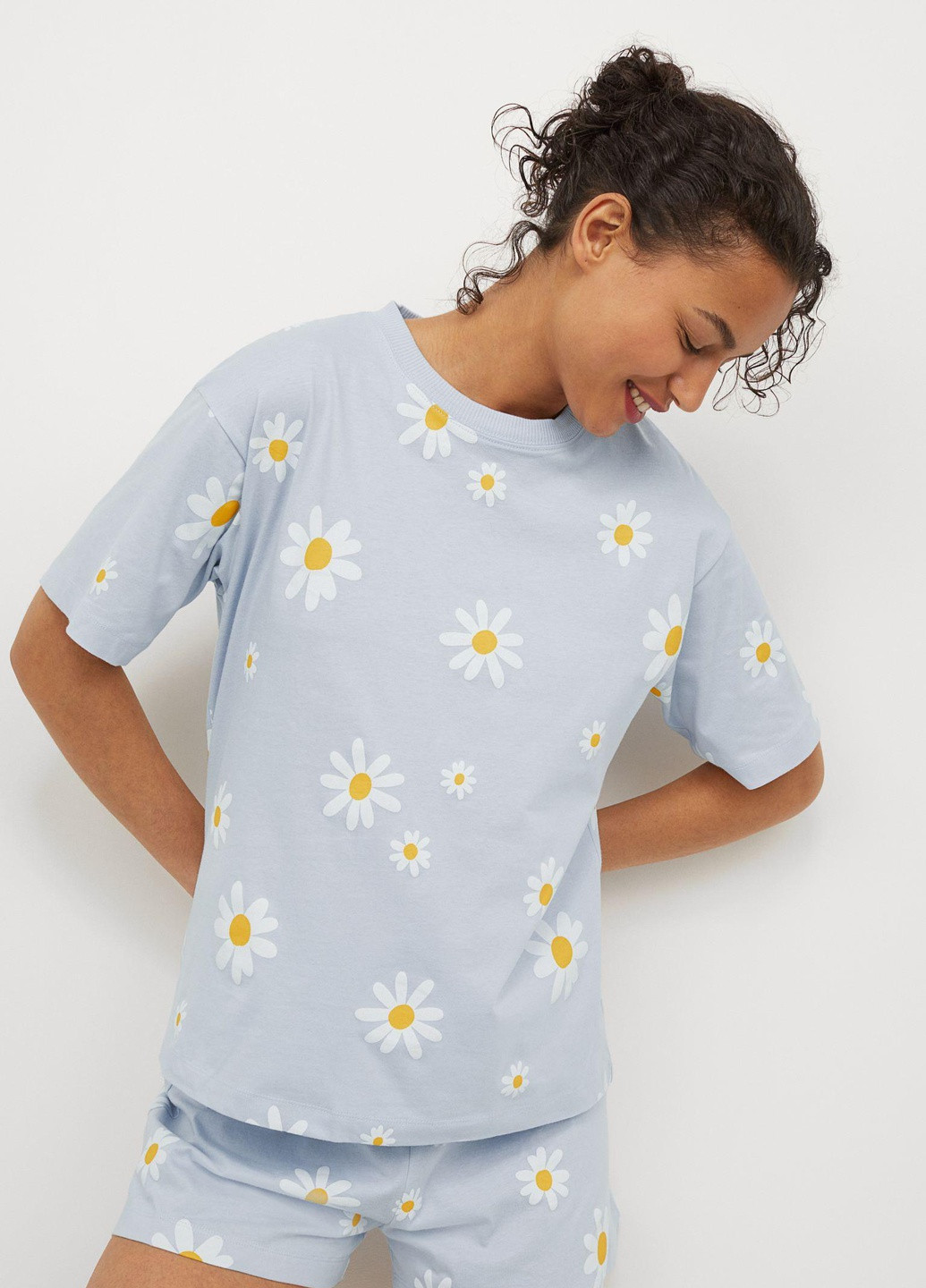 Голубая футболка для сну,блакитний в білі візерунки, H&M