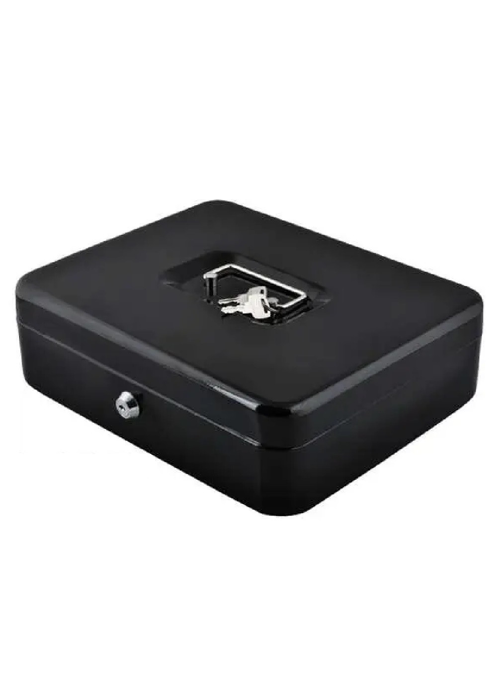 Металевий ящик сейф кешбокс каса органайзер для грошей купюр монет з ключем 30х24х9 см (476149-Prob) Чорний Unbranded (276902897)