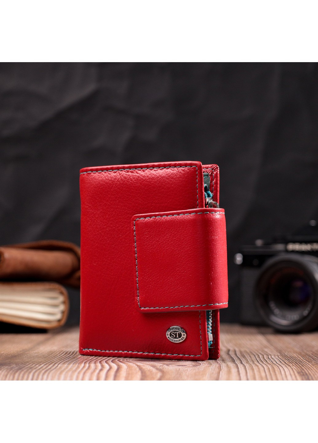 Яскравий шкіряний гаманець для жінок з цікавою монетницею 19448 Червоний st leather (277980478)