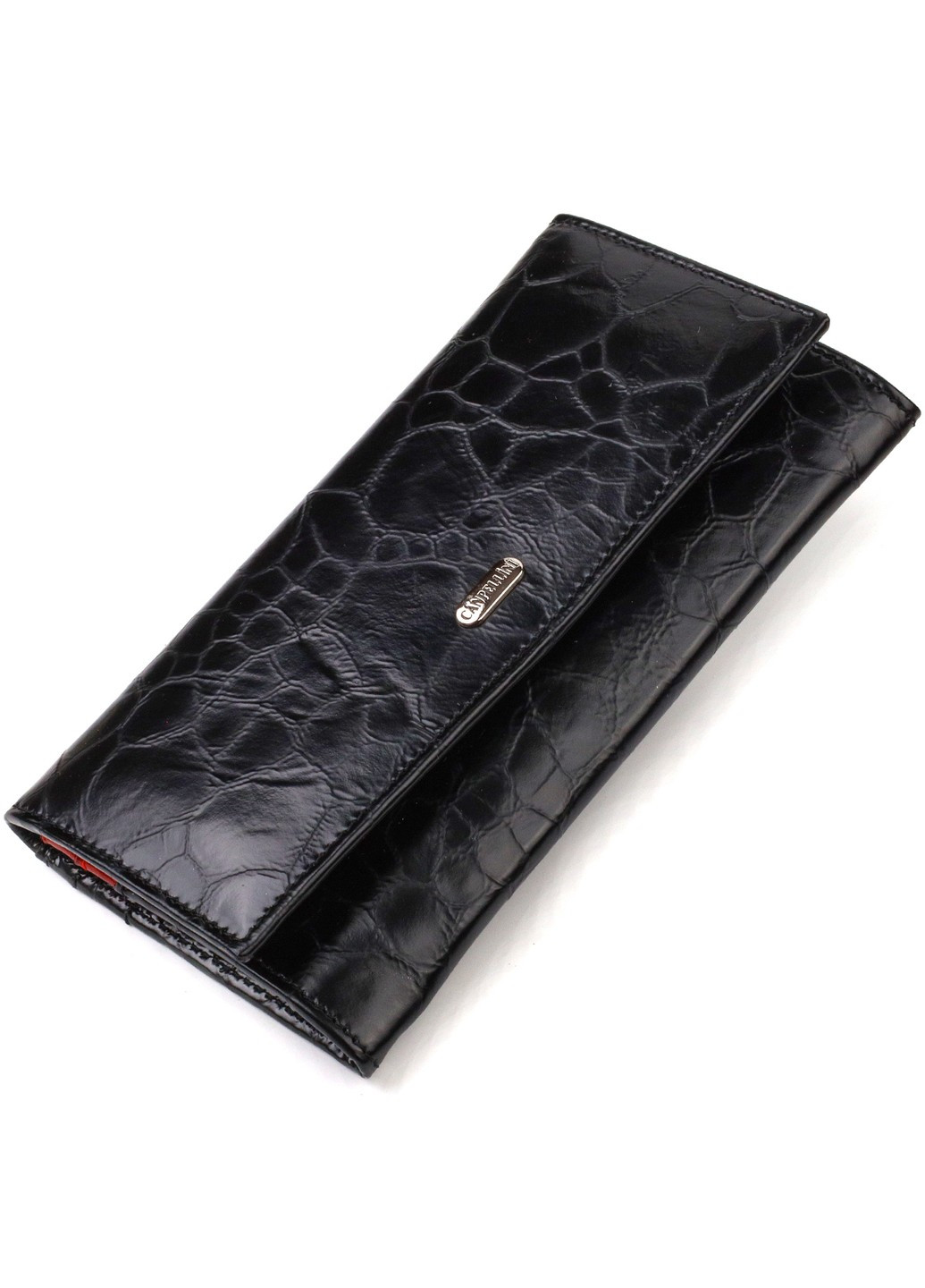 Незвичайний жіночий гаманець із натуральної фактурної шкіри 21834 Чорний Canpellini (259874013)