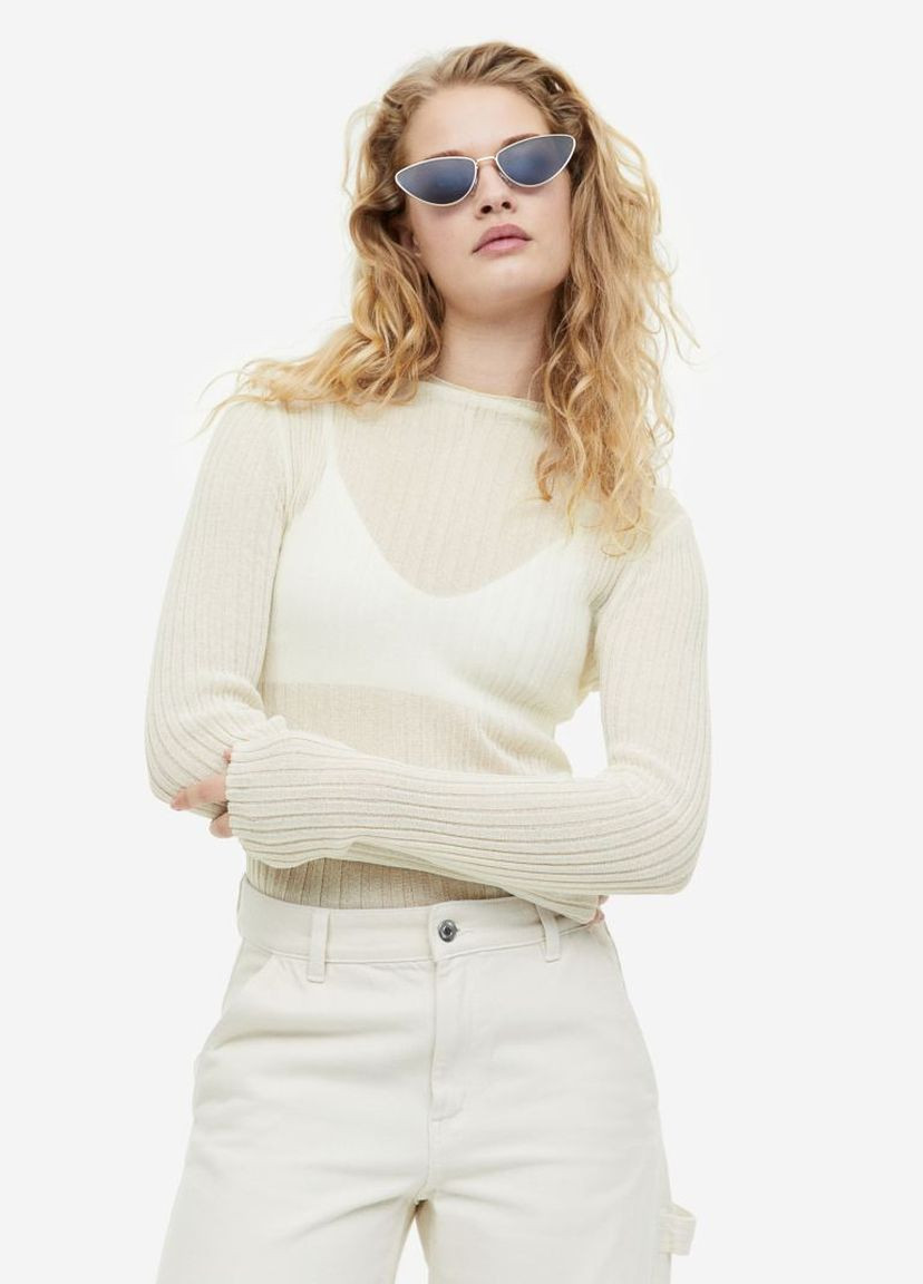 Молочний демісезонний светр в рубчик джемпер H&M
