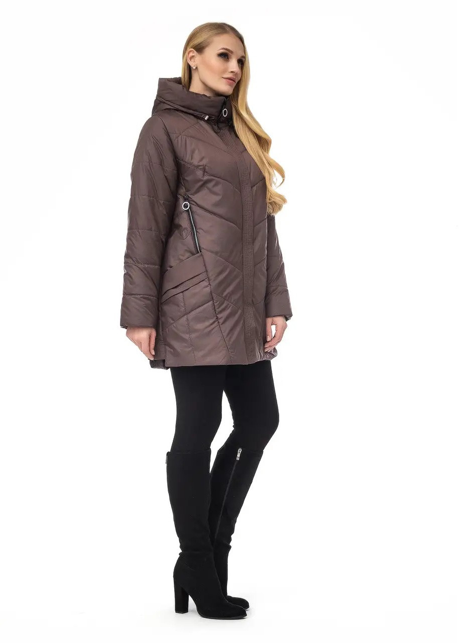 Темно-коричнева демісезонна демісезонна куртка батал у шоколадному кольорі DIMODA Жіноча куртка від українського виробника