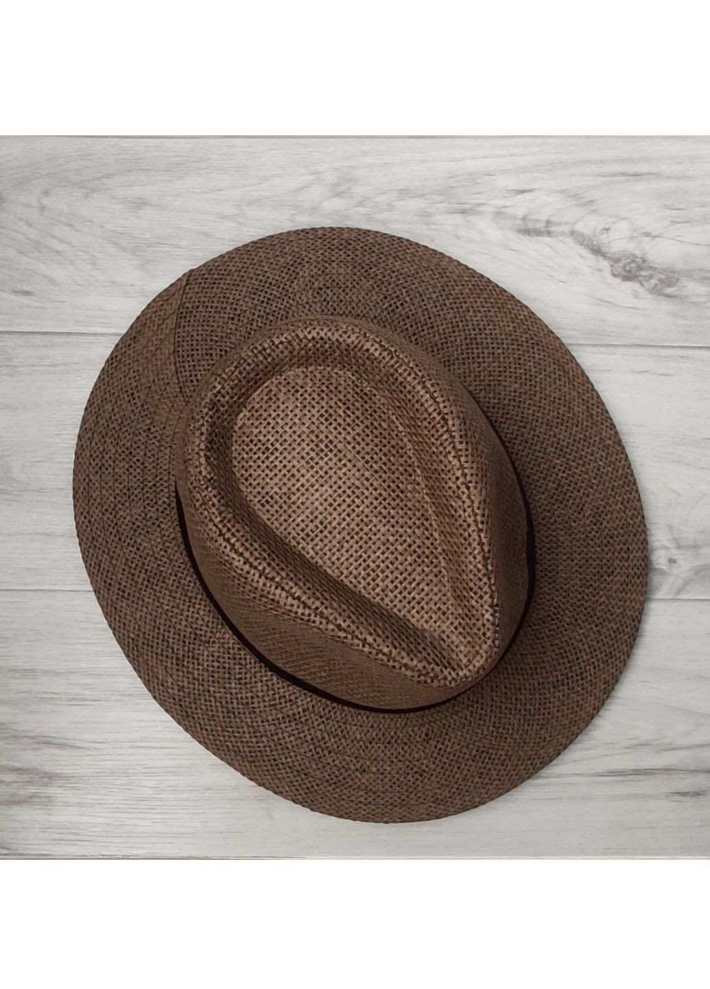 Летняя шляпа Федора коричневая с черной лентой (949) No Brand (259522172)