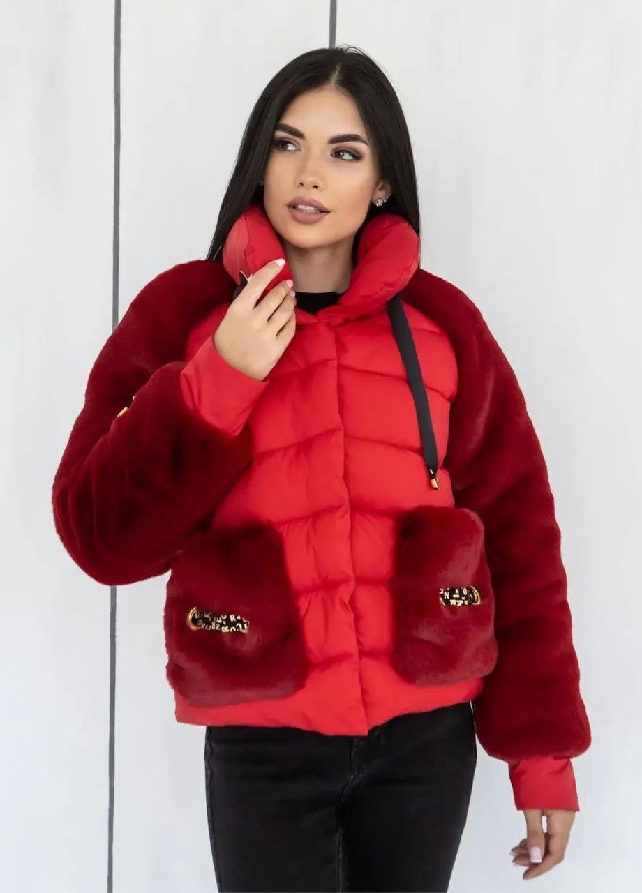 Красная зимняя женская куртка зимняя SK