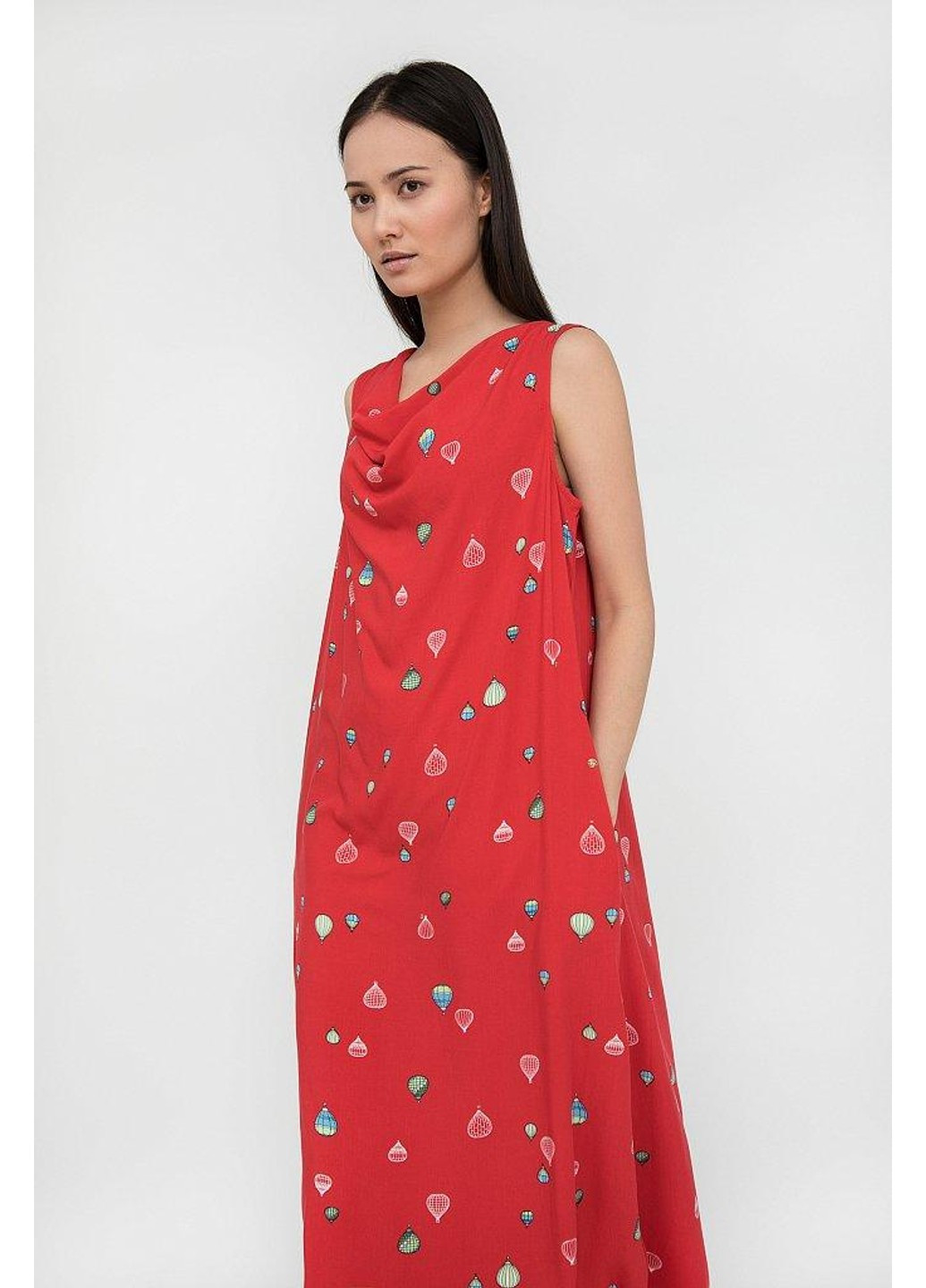 Красное повседневный платье s20-14096-341 а-силуэт Finn Flare с рисунком