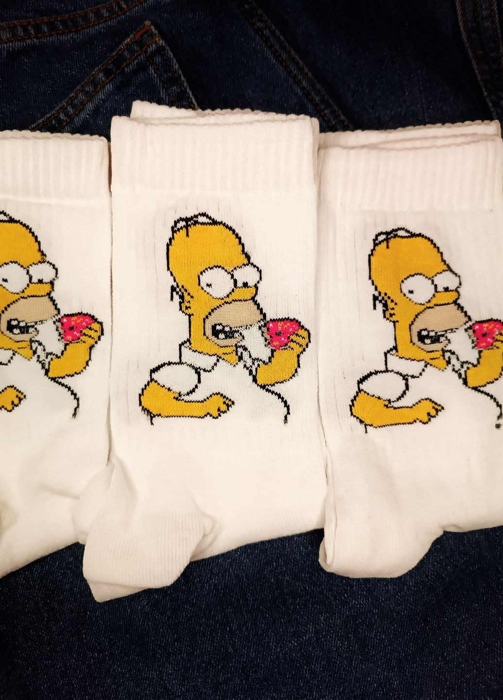 Модні білі високі шкарпетки прикол з принтом Гомер Сімпсон No Brand (266624422)
