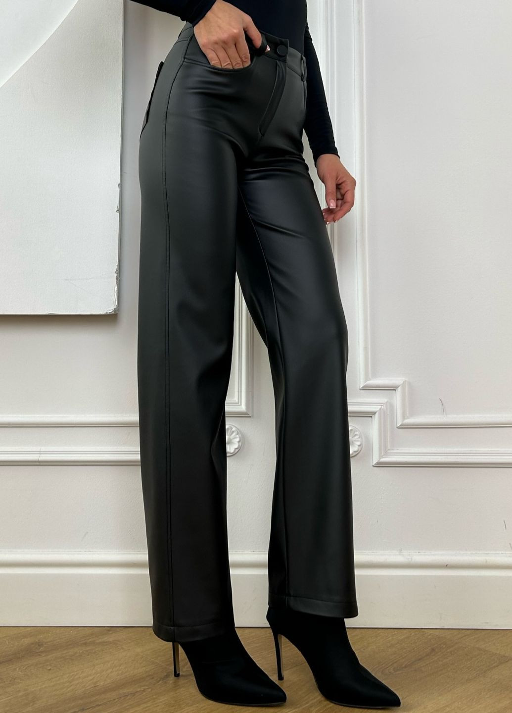 Черные кэжуал демисезонные прямые брюки itelle