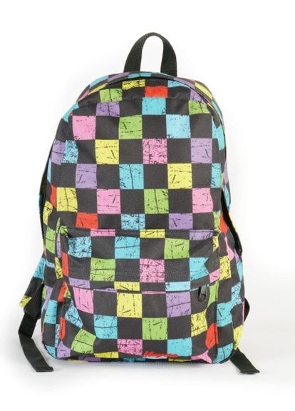 Разноцветный яркий женский рюкзак в клеточку для учебы работы тренировок и прогулок No Brand (260597010)
