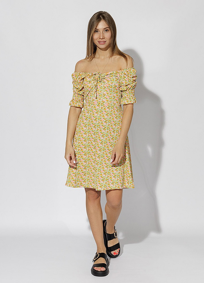 Персиковое женское платье цвет персиковый цб-00219276 SHENAZ TEKSTIL