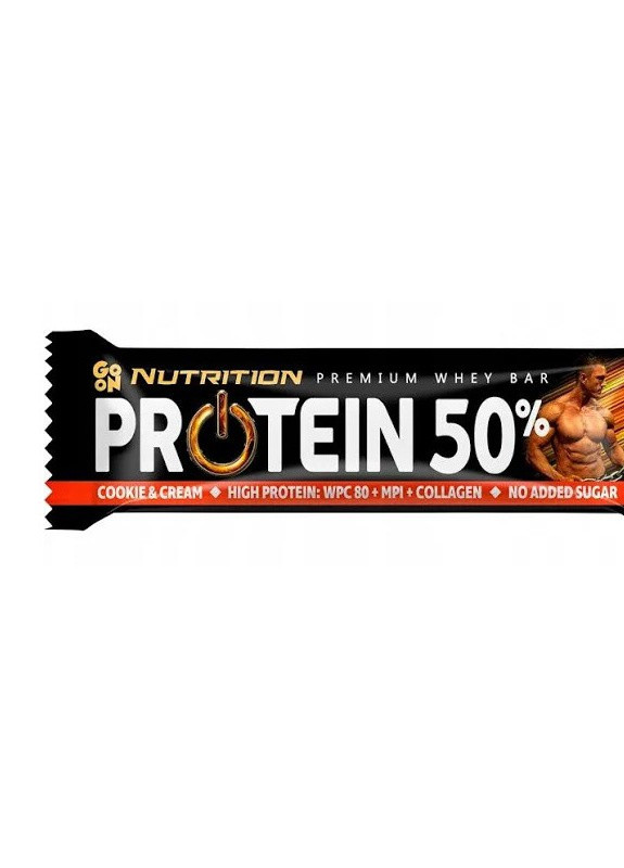 Протеїновий батончик Protein Bar 50% 40g (Cookie Cream) Go On Nutrition (257559416)