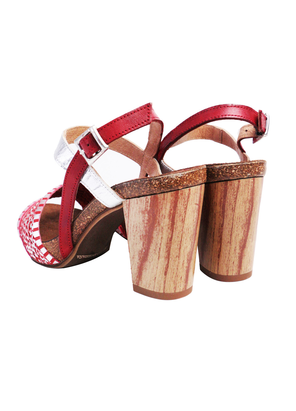Комбинированные босоножки женские натуральная кожа на широком каблуке 39 красно-серебристый a&d Lidl