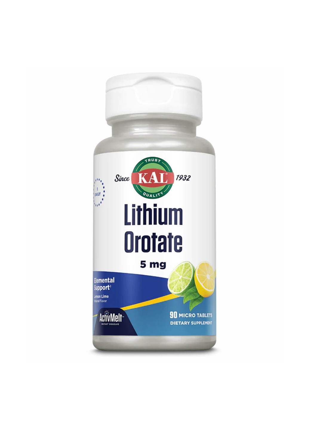 Оротат Лития Lithium Orotate 5 мг - 90 таб Лимон-Лайм KAL (270016100)