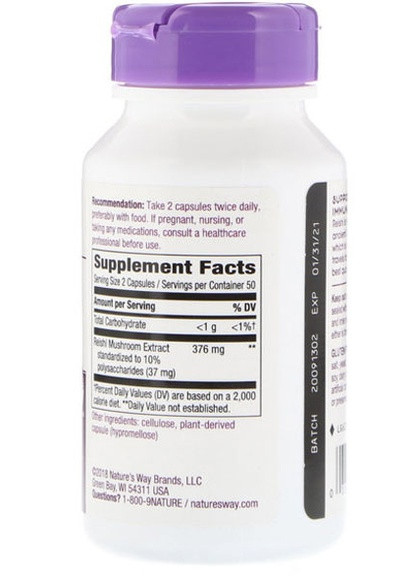 Reishi Standardized 100 Veg Caps Nature's Way (256719068)