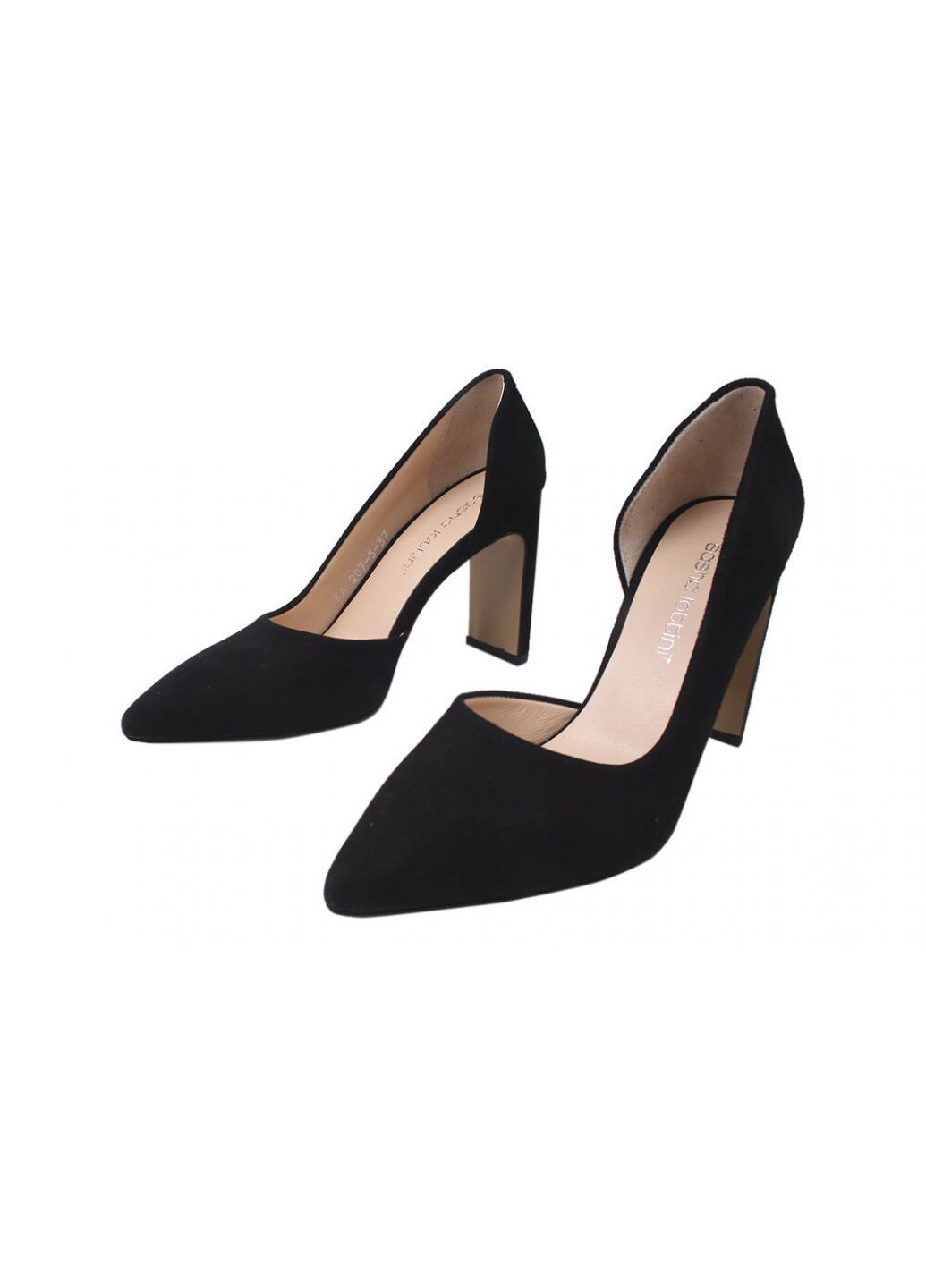 Туфли на каблуке женские натуральная замша, цвет черный Lottini