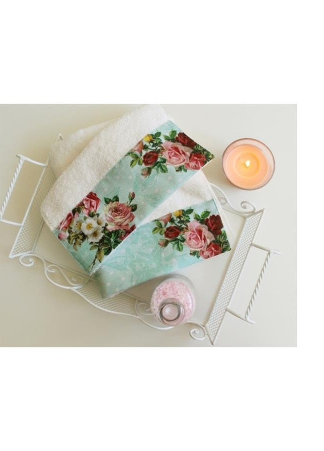 Barine полотенце махровое - vintage rose 50*90 цветочный молочный производство - Турция