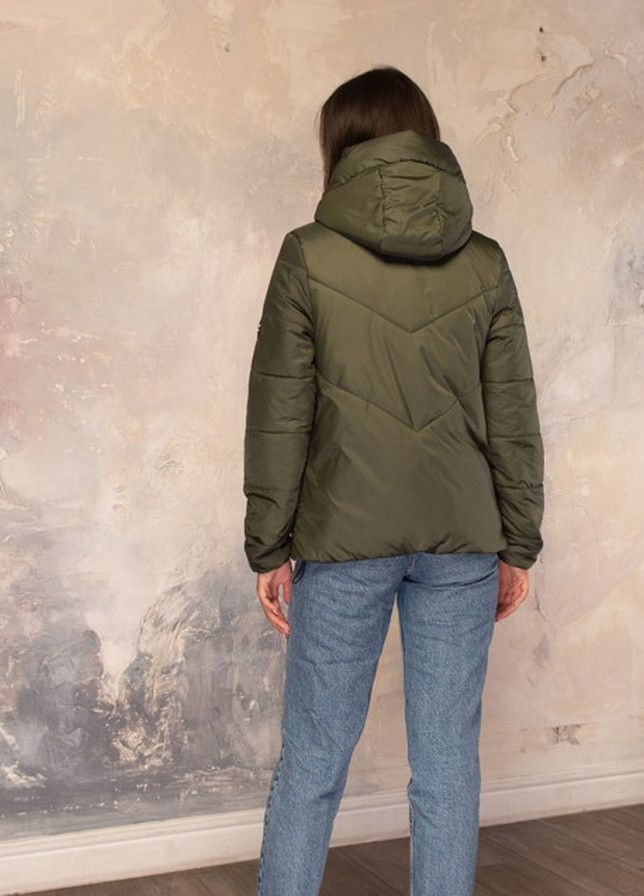 Оливкова (хакі) демісезонна жіноча куртка весняна великого розміру SK