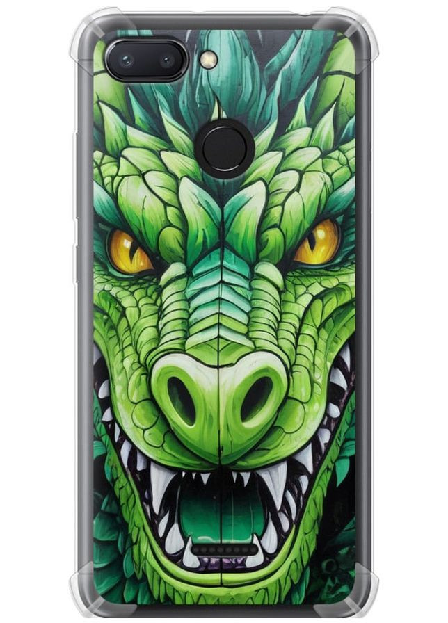 Силіконовий протиударний с посиленими кутами чохол 'Зелений дракон' для Endorphone Xiaomi Redmi 6 (275461328)