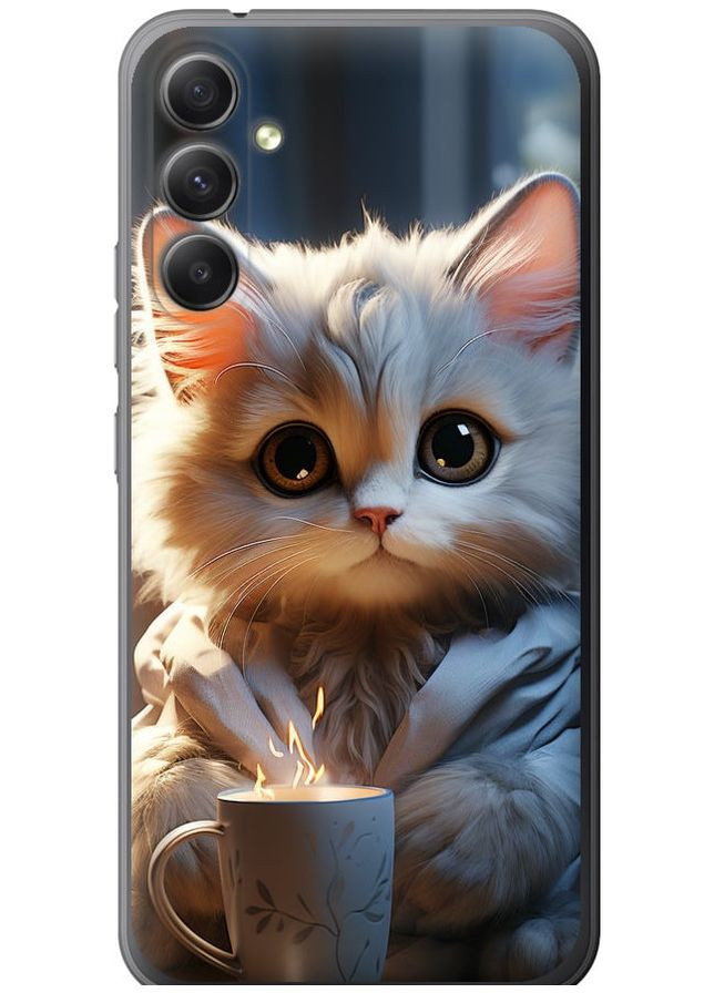 Силіконовий чохол 'Білий кіт' для Endorphone Samsung Galaxy A34 A346E (265396189)