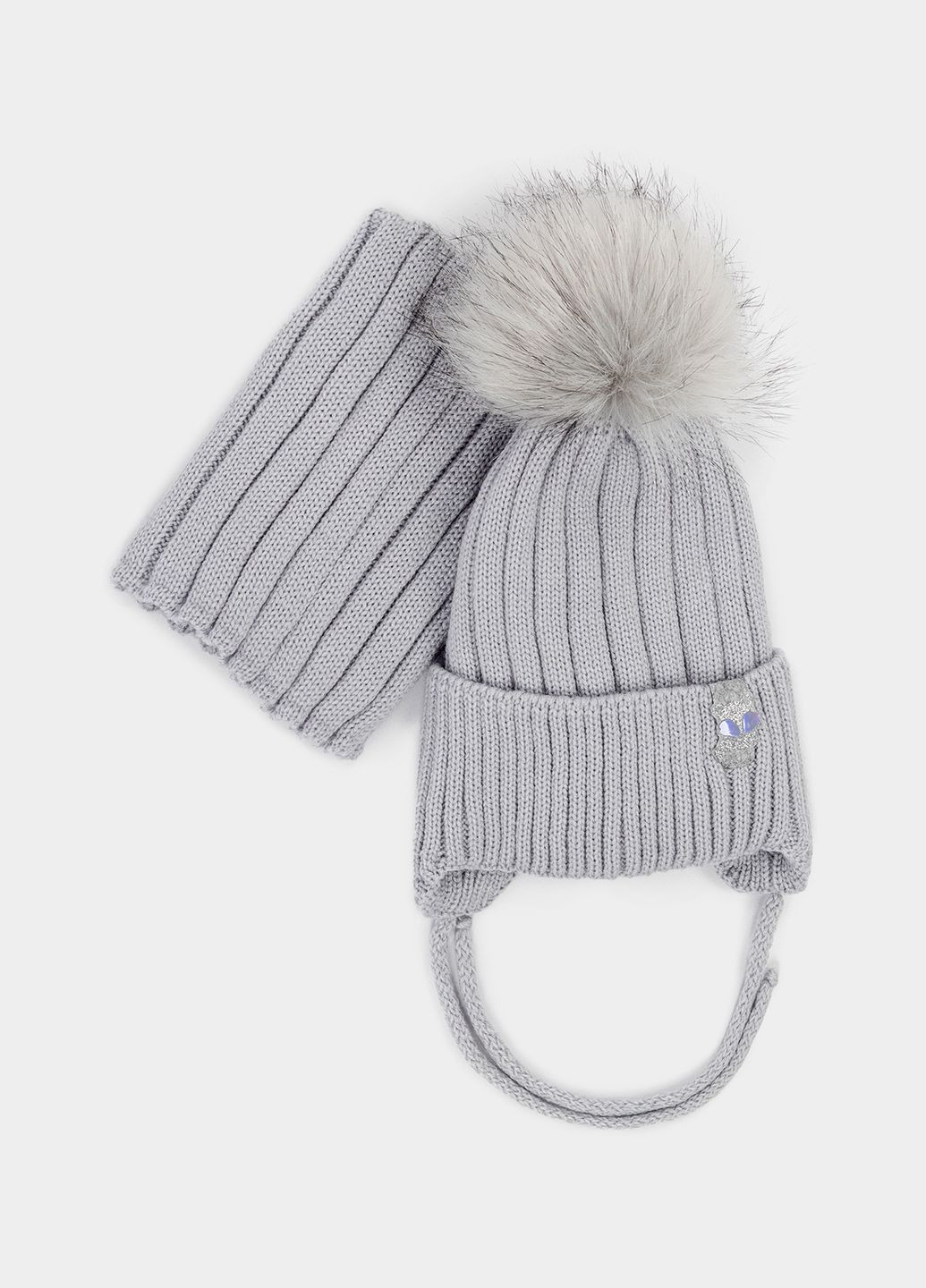 Комплект шапка та снуд для дівчинки колір сірий ЦБ-00234110 Yuki (268734744)
