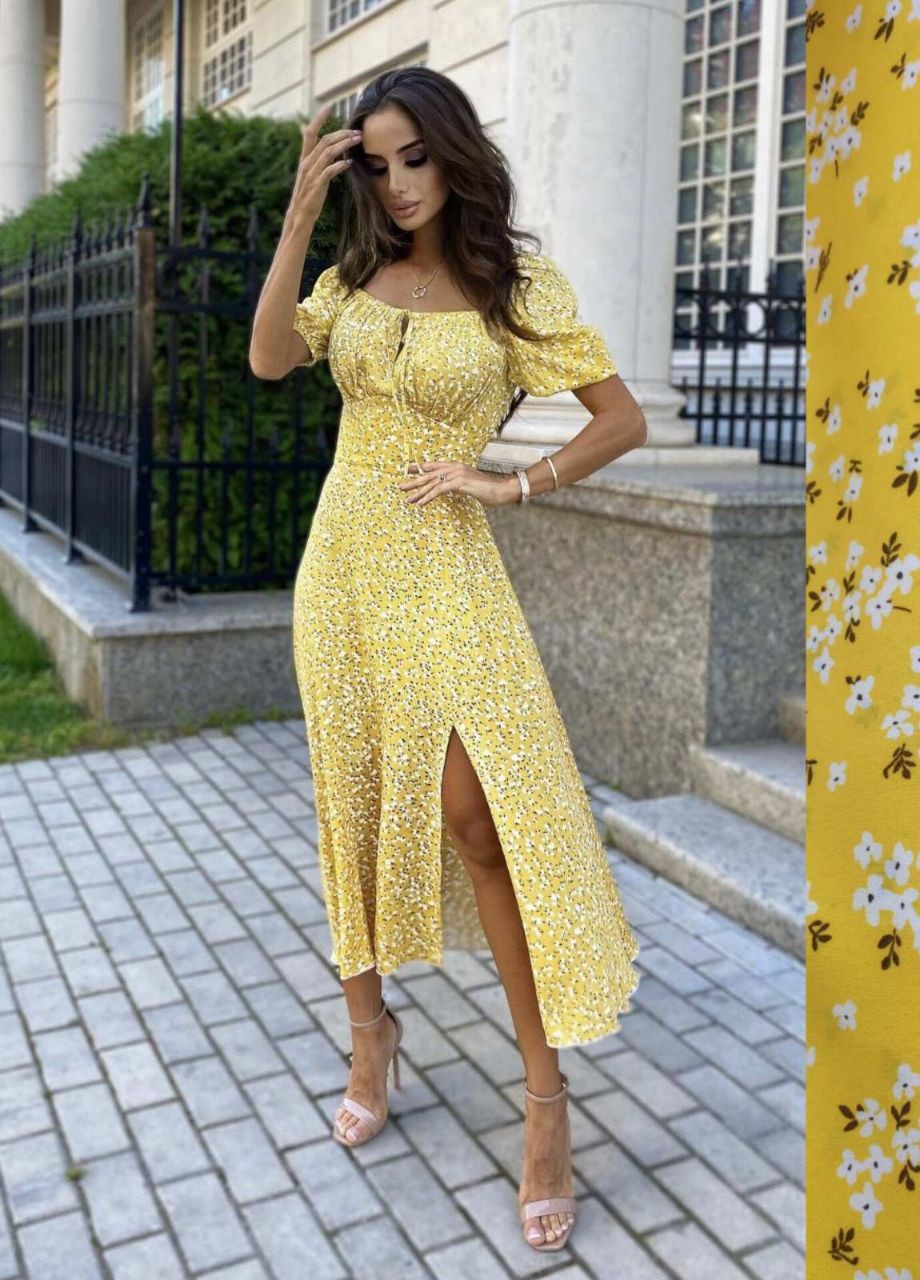 Желтое повседневный сукня popluzhnaya