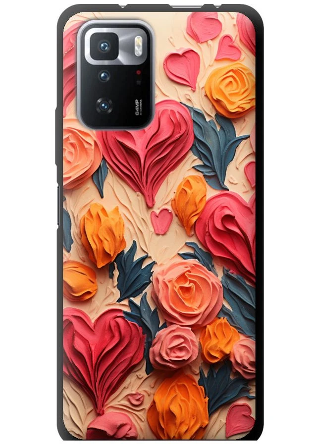 TPU черный чехол 'Сердечки 3' для Endorphone Xiaomi Poco X3 GT (267234812)