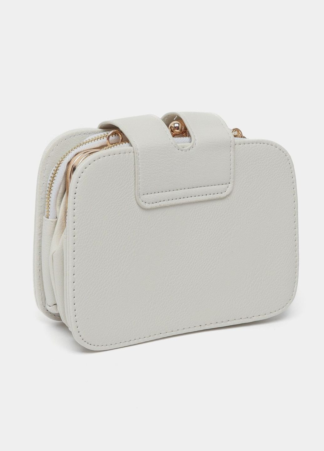 Жіноча класична сумка крос-боді на цепочці на три відділи біла молочна No Brand (273409304)