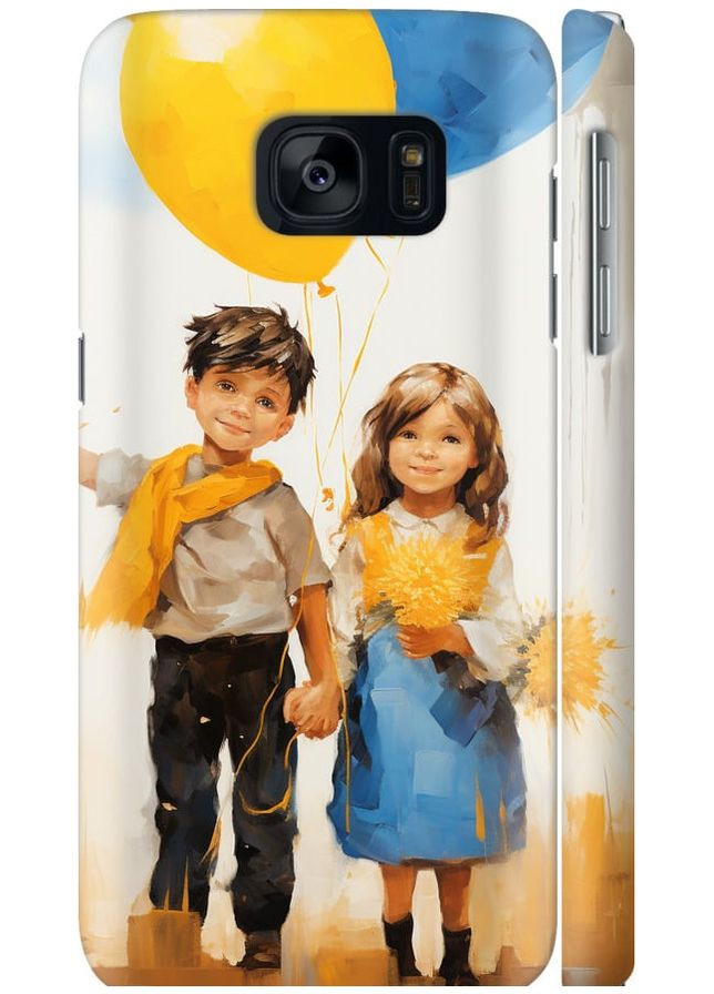 3D пластиковый матовый чехол 'Дети с шариками' для Endorphone Samsung Galaxy S7 G930F (267235359)