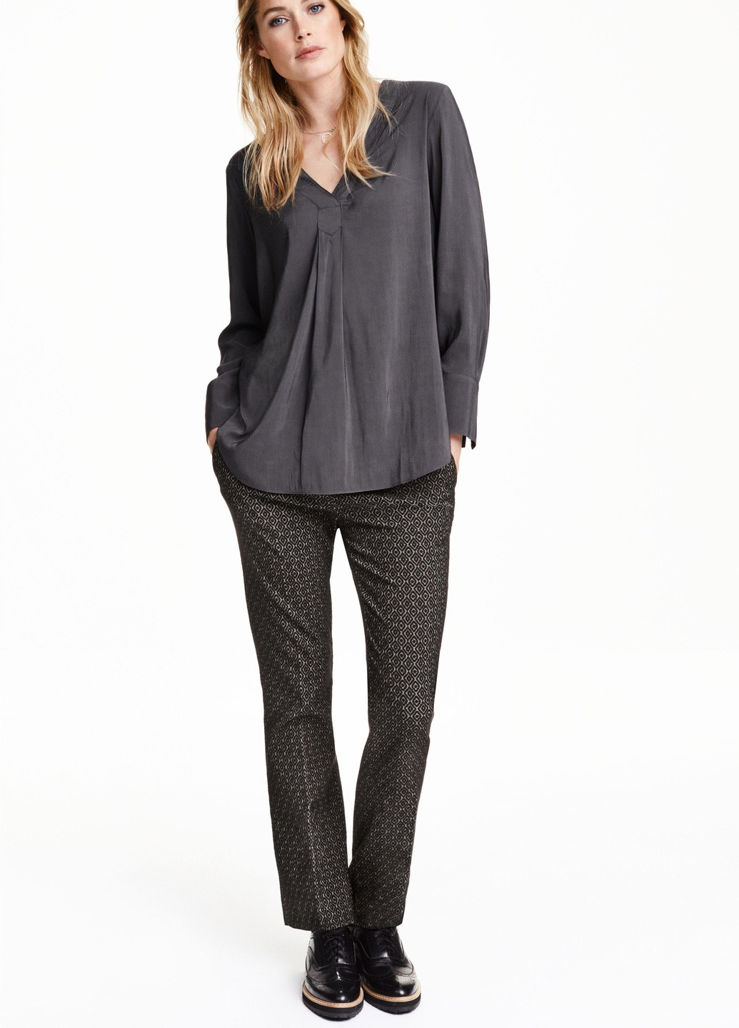 Брюки демісезон,сірий в чорні візерунки, H&M (254003281)