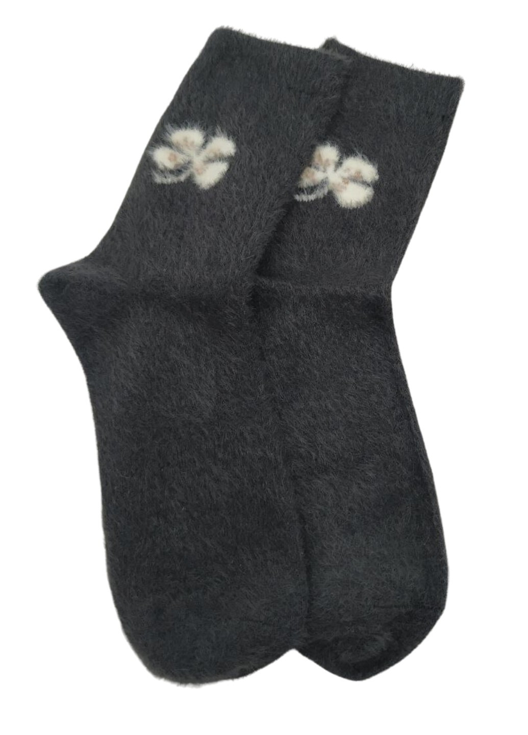 Носки теплые женские с мехом норки Flower No Brand (263346188)