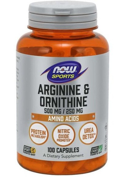 Arginine/Ornithine, 500 mg/250 mg 100 Caps Now Foods (256721614)