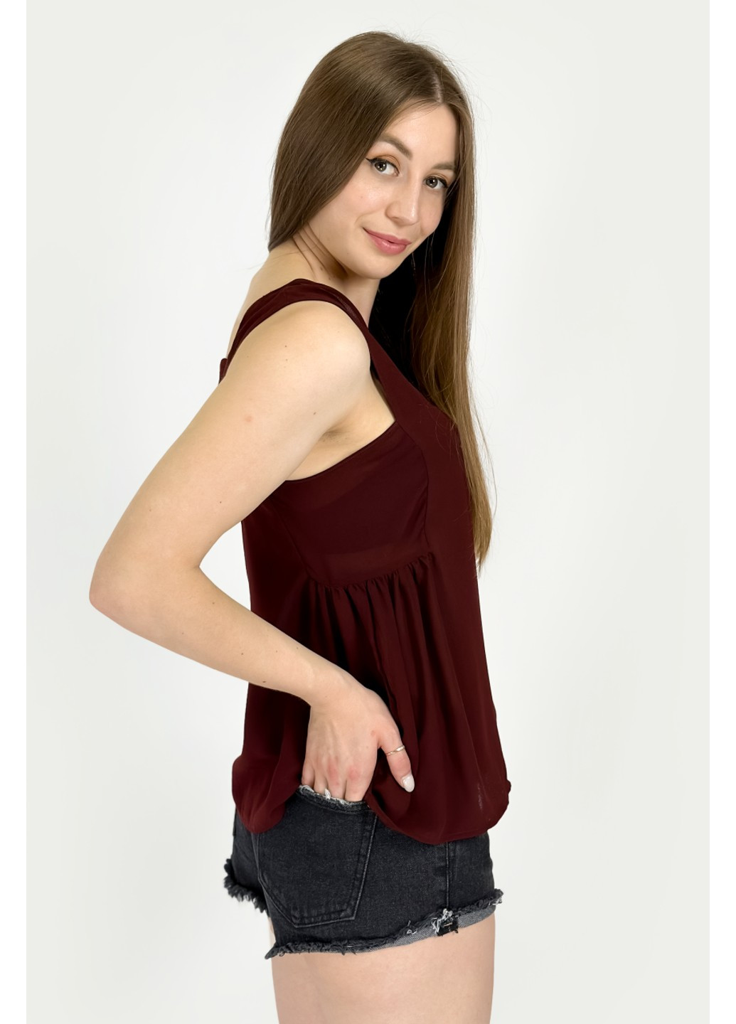 Бордовая летняя блуза 7901/241/681 Zara