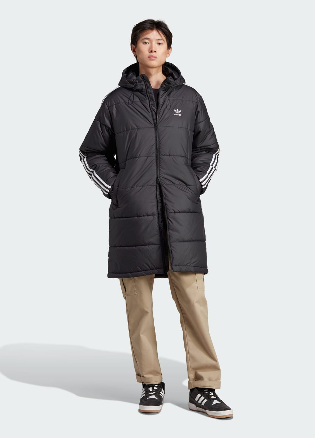 Черная демисезонная куртка adicolor long adidas