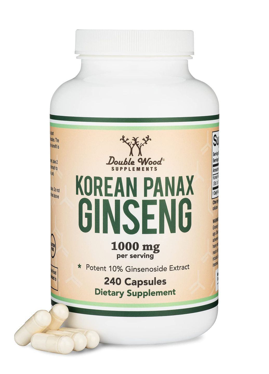 Корейский женьшень Korean Panax Ginseng 1000 mg 240 capsules Double Wood Supplements (261926614)