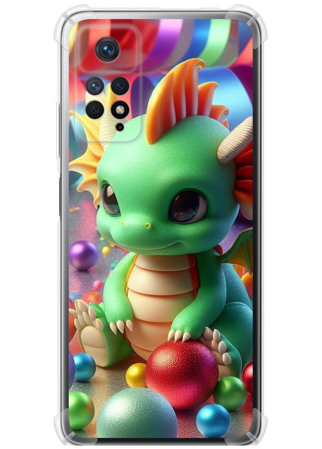 Силіконовий протиударний с посиленими кутами чохол 'Веселий дракончик' для Endorphone Xiaomi Redmi Note 11 Pro (275459670)