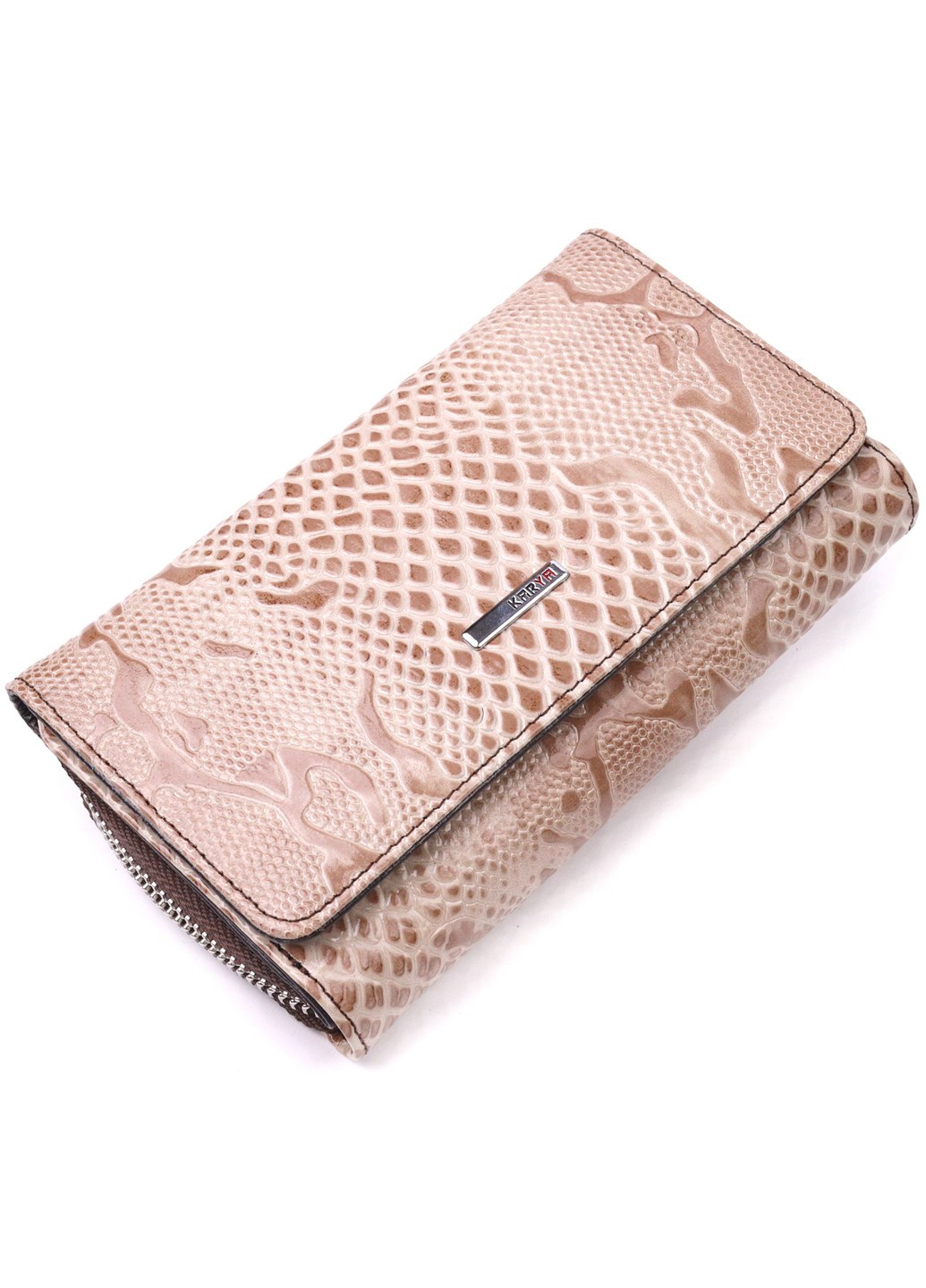 Чудовий жіночий портмоне з лакованої фактурної шкіри 21430 Бежевий Karya (258286345)