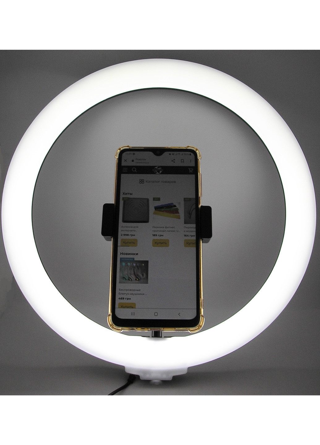 Лампа селфи LED кольцевая светодиодная кольцо 32 см с держателем для телефона и креплением под штатив No Brand (260517666)
