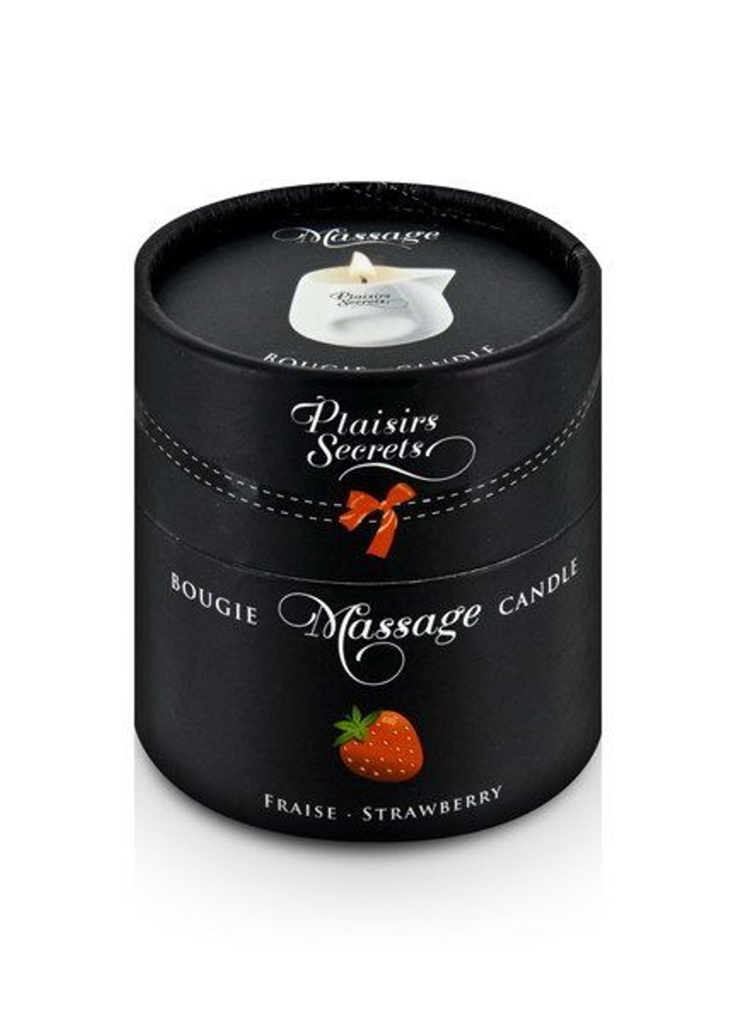 Масажна свічка Strawberry (80 мл) подарункова упаковка, керамічний посуд Plaisirs Secrets (257203910)