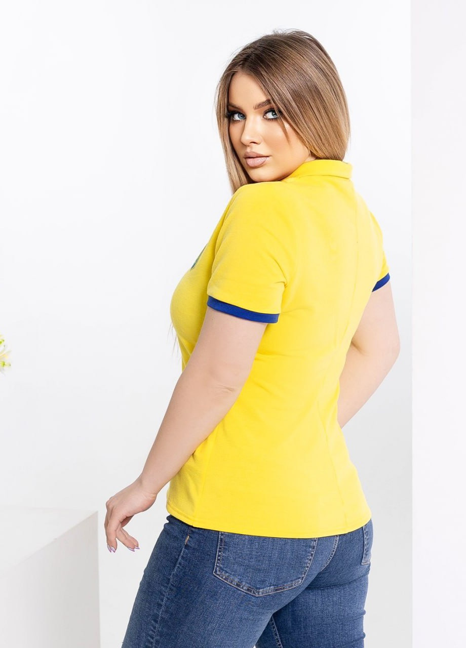 Жовта жіноча футболка поло жовтого кольору р.42/44 407733 New Trend