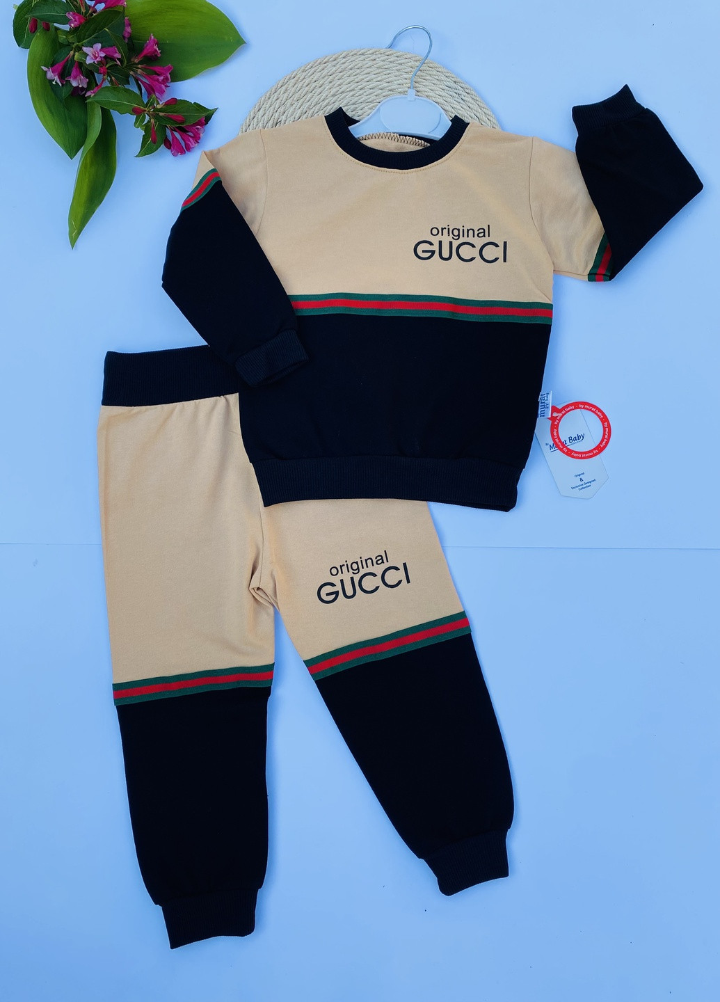 Бежевий дитячий спортивний костюм gucci Murat baby