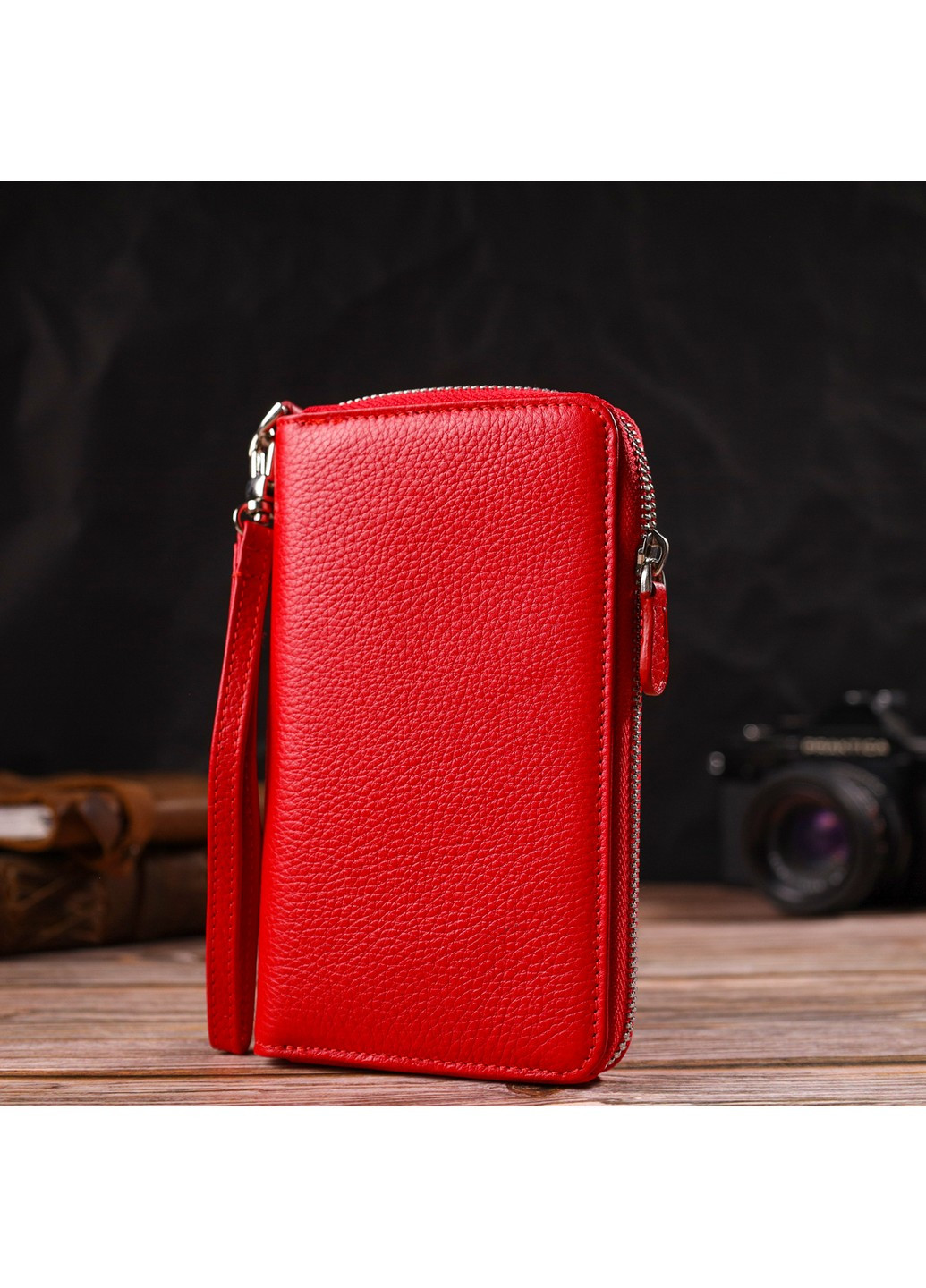 Яскравий гаманець-клатч для жінок із натуральної шкіри 21619 Червоний Canpellini (259815785)