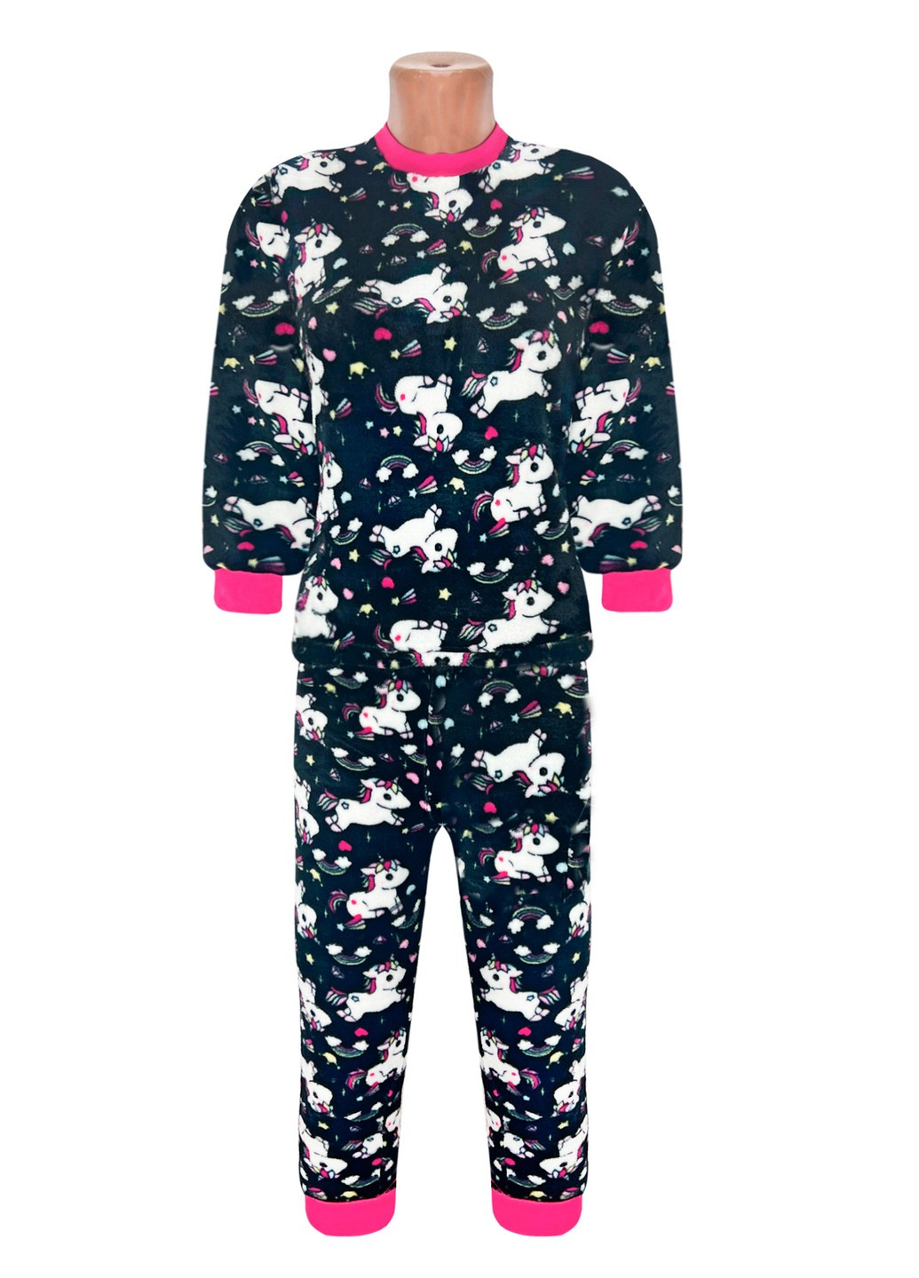 Черная всесезон пижама детская махровая пони Жемчужина стилей 4001