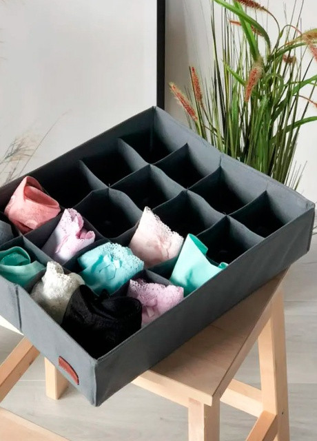 Набір органайзерів XL для білизни й шкарпеток (3 шт., сірого кольору) Organize (258699490)