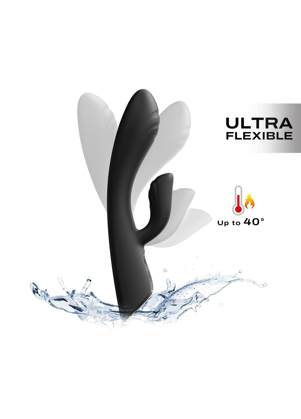 Вібратор-кролик з підігрівом FLEXI RABBIT BLACK, гнучкий стовбур Dorcel (277234962)