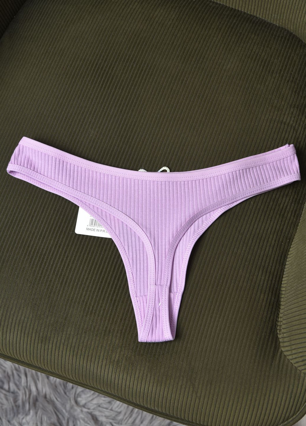 Стринги женские в рубчик фиолетового цвета Let's Shop (277228718)