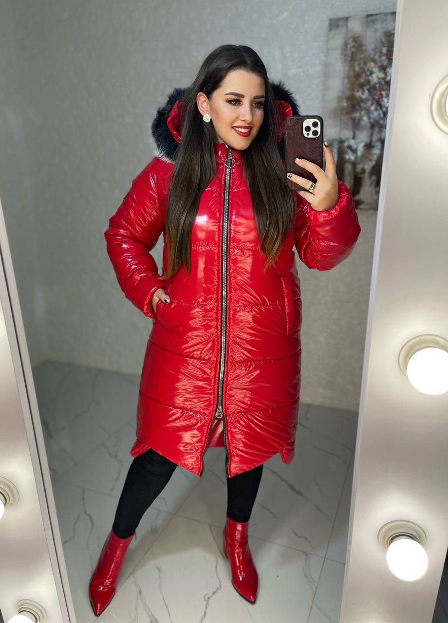 Красная женское плащевое пальто красного цвета 385969 New Trend