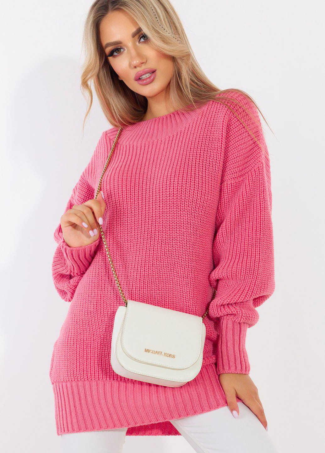 Розовый светри светр із шарфом великого в'язання (110828)110140-820 Lemanta