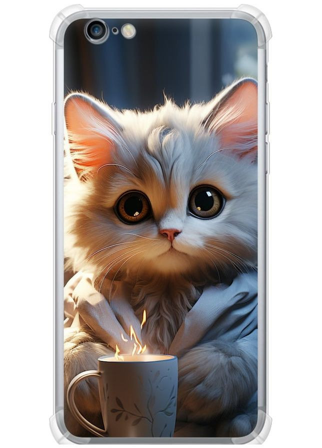Силіконовий протиударний с посиленими кутами чохол 'Білий кіт' для Endorphone apple iphone 6s plus (265398881)