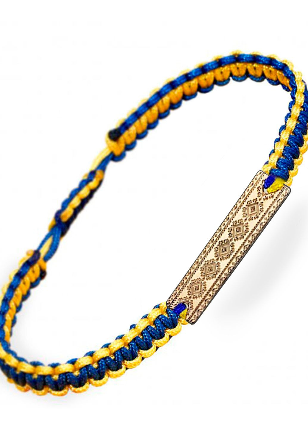 Серебряный браслет шамбала Вышиванка нить жёлто-синяя «Запорожье» для него позолота Family Tree Jewelry Line (266623032)