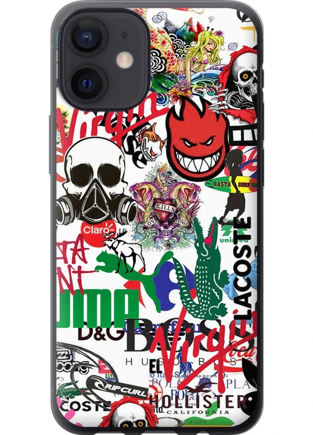 Силіконовий чохол 'Many different logos' для Endorphone Apple iPhone 12 Mini (257906350)